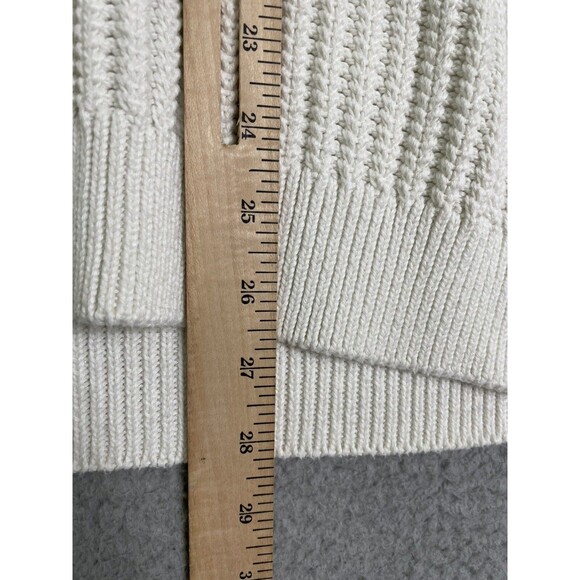 Athleta Teton V-Neck Sweater Women's S Cream Dove Heavy Knit Cotton Pullover - Picture 8 of 8